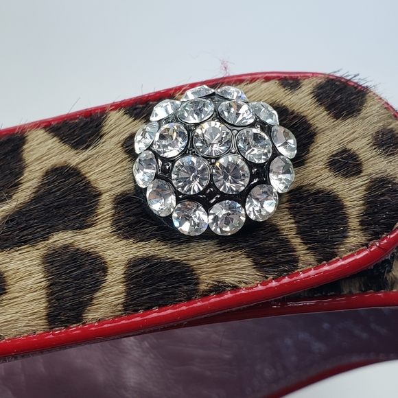 Baldan Fur Leopard Stiletto w/ Ankle Strap and Rhinstones - Mobwife 39/8.5 - Picture 8 of 15